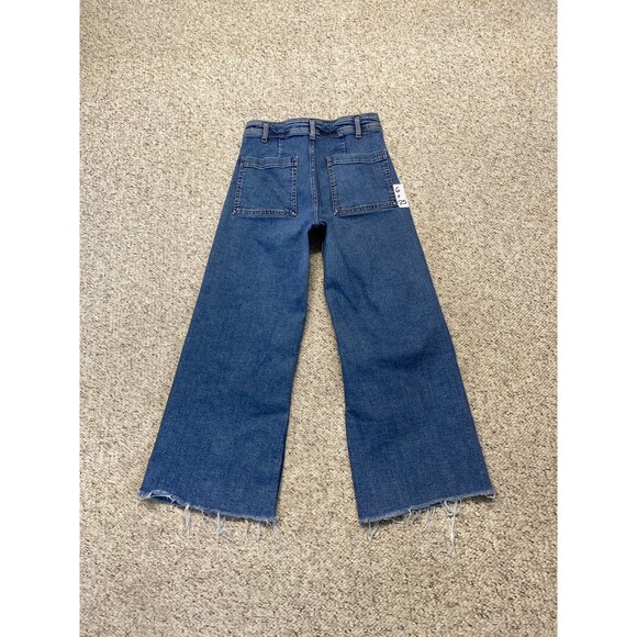 Zara High-Rise The Marine Straight Wide Leg Raw Hem Size 6 - Picture 7 of 8